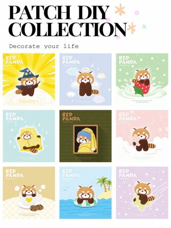 1 Piece Stick On Cute Panda Embroidery Patch DIY Cloth Zoo Gifts Bag Clothing Accessories Decoration Stickers