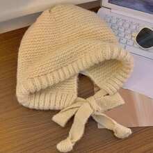 1 pieza Gorro de lana con protección de orejas versátil y cálido, gorro de mujer tejido y lindo para el otoño e invierno