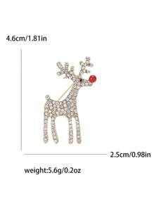 Christmas Rhinestone Elk Design Brooch