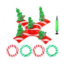 2 Sets Inflatable Christmas Hoop Game Toys, Christmas Tree Shaped Inflatable Hoop Game Set For Outdoor Party Decoration, Christmas Theme (With Air Pump) - Multicolor - View 7
