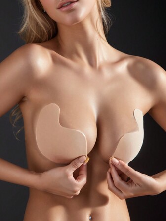 隐形聚拢硅胶乳贴自粘式无线芒果形粘性 Bralette 女士内衣和乳房花瓣，带来夏季清凉效果，增强小胸围，使用前请清洁胸部区域，因为汗水和水会降低粘性