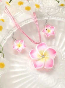 3 件花卉吊坠耳环吊坠项链首饰套装，适合女士度假、约会、生日、婚礼、日常、休闲派对搭配