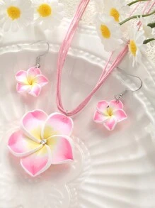 3 件花卉吊坠耳环吊坠项链首饰套装，适合女士度假、约会、生日、婚礼、日常、休闲派对搭配