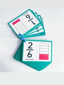 35pcs Fraction Flash Cards: From Integers To Twelfths - Educational Math Learning Tool For School, Suitable For Ages 6-12 - Multicolor - View 2