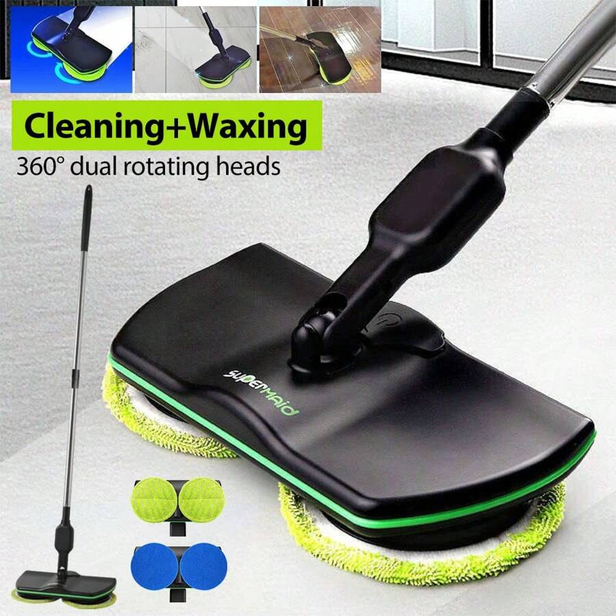 Cordless Electric Mop, Floor Cleaning Electric Mop, Electric Cordless Floor Cleaner Scrubber Sweeper Polisher Mop Set - Black - View 1