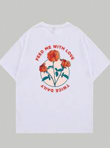 Cotton T-Shirt Art Style T-Shirt Nature Floral Comfort Premium Breathable Elegant Summer - 白色 - 查看 3