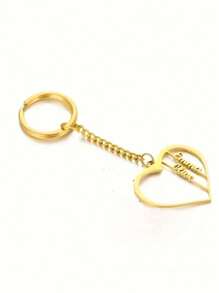Llavero de acero inoxidable con nombre personalizado 1 pieza - Tema de letra con forma de corazón, hebilla con diseño de elemento en forma de corazón, llavero de mujer de una pieza - Adecuado para regalos de Año Nuevo