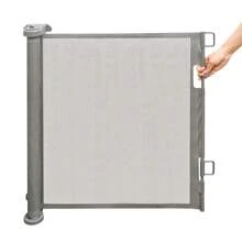 0-180 Cm Stair Gate, Retractable, Barrier For Doors And Stairs, Suitable For Babies And Pets, Height 87 Cm, Black/White/Grey