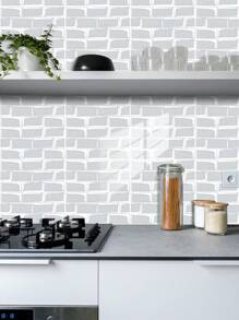 10片装大理石纹格子图案PVC仿瓷砖贴纸墙纸壁纸DIY拼接自粘可移除墙面装饰贴墙面家居装饰脏遮丑厨房卫生间客厅墙面空间美化改造贴纸可撕墙板墙纸壁纸春季装饰用品焕然一新家居 - 彩色 - 查看 9