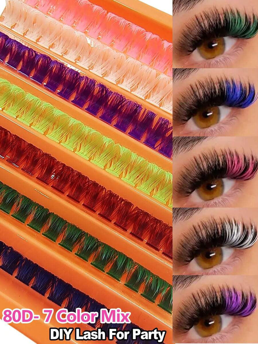 Asiteo 126pcs D-Curl 80D Eyelash Extension Set: DIY Fluffy Natural Style & Holiday Colors, Easy Application Soft & Lengthening, Criss-Cross Style Suitable For Beginners, Perfect - D - View 1