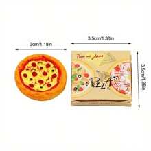 1Set 1:12 Dollhouse Miniature Pizza With Packing Box Model Kitchen Food Accessories For Doll House Decor Pretend Play Toys Gift Birthday Gifts Graduation - Multicolor - View 3