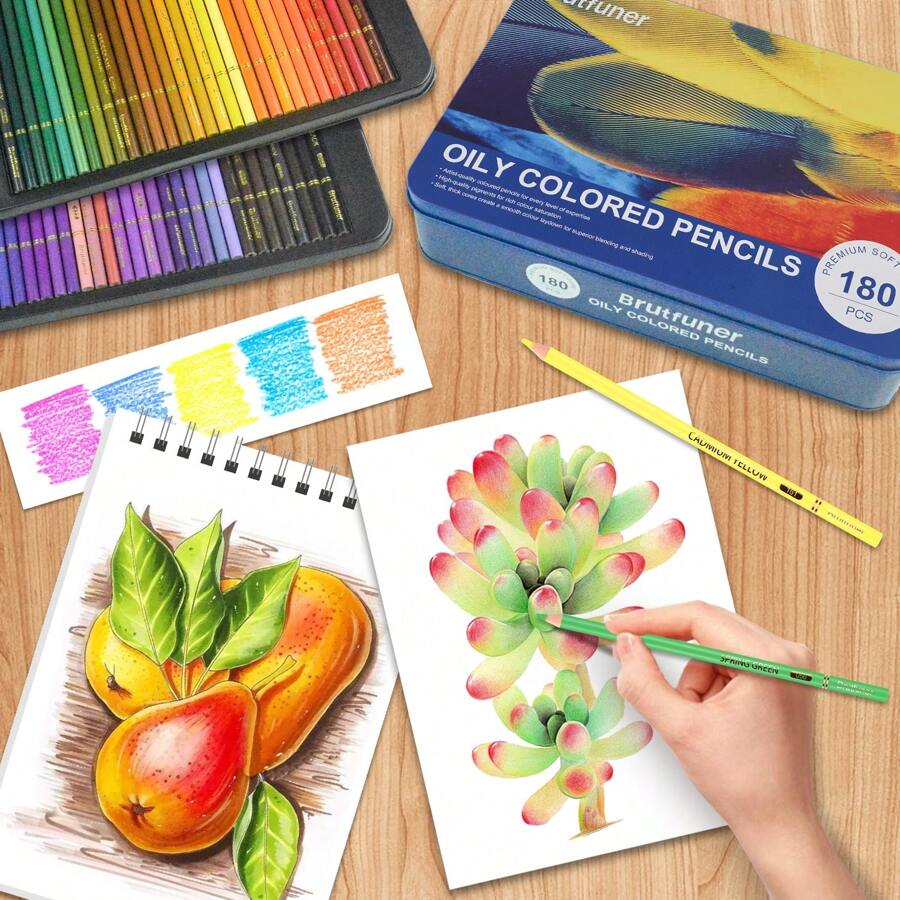 Brutfuner 180 Colored Pencil For Artists Rich Pigment Soft Core Oil