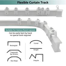 5M Bendable Flexible Curtain Track Rod Rail Ceiling Window Caravan Straight Bay - Side Mounted - View 9