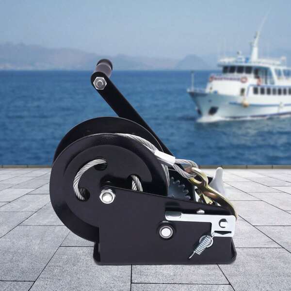 Futchoy Futchoy manuale 3306 libbre argano a manovella con verricello da 32,81 piedi verricello per rimorchio per barche verricello 19,2 * 10 * 18,2 cm / 7,6 * 3,9 * 7,2 pollici