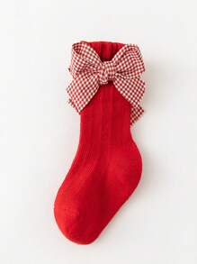 Một đôi, tất cho bé trai và bé gái sơ sinh, tất đỏ, tất mừng năm mới, tất công chúa, tất nơ - Đỏ - Xem 6