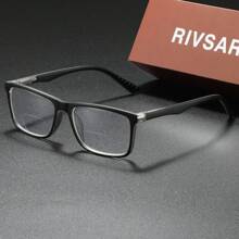RIVSAR bifocale leesbril voor mannen en vrouwen, nieuwe klassieke vierkante stijl met kleurblokontwerp, geschikt voor lezen, zakelijk, dagelijks gebruik, unisex presbyope bril, vierkant frame met veerscharnier, geschikt voor antislipsport, anti-blauwlichtcomputergebruik, comfortabel lezen, anti-vermoeidheid van de ogen, draagbaar ontwerp past bij verschillende gezichtsvormen, zwart, grijs, 7 dioptrie-opties, geweldig cadeau voor ouders, vakantiecadeau, geschenkdoosverpakking