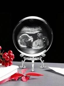 1 pieza Bola de cristal personalizada con foto de ecografía 3D, imagen de ecografía de bebé personalizada grabada en vidrio, multifuncional, secado rápido, impermeable, anti-moho, reutilizable, ornamental, linda, elegante, exquisita, adorable, ordenada, de alta calidad, moderna, personalizada, única, regalos ideales para él, regalos ideales para ella, cocina, comedor, baño, sala de estar, dormitorio, escuela, oficina, salón de té, hogar, jardín, impresión gráfica