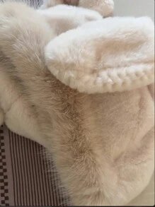 1 pezzo Berretto di lana in pile di poliestere di colore solido con orecchie da coniglio, cappello invernale caldo e soffice con paraorecchie e coprinucca, adatto per raduni e attività all aperto