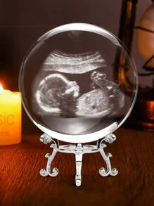 1 pieza Bola de cristal personalizada con foto de ecografía 3D, imagen de ecografía de bebé personalizada grabada en vidrio, multifuncional, secado rápido, impermeable, anti-moho, reutilizable, ornamental, linda, elegante, exquisita, adorable, ordenada, de alta calidad, moderna, personalizada, única, regalos ideales para él, regalos ideales para ella, cocina, comedor, baño, sala de estar, dormitorio, escuela, oficina, salón de té, hogar, jardín, impresión gráfica