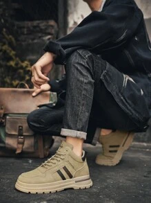 Giày bốt cổ cao mới cho nam mùa thu, giày thể thao thường ngày hợp thời trang cho công việc, ngoài trời, thể thao - Màu Khaki - Xem 4