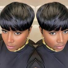 Pixie Cut Wig Human Hair Wigs For Women Short Layered Pixie Cut Wigs Full Machine Made Wigs Brazilian Virgin Human Hair Wigs For Women Glueless Wigs Nature Color