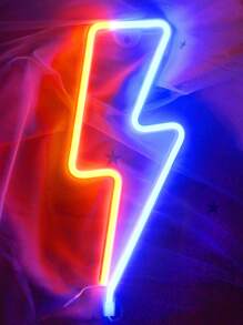 1pc Indoor Room Wall Decor Lightning Shaped Neon Light, Bolt Neon Light Sign For Wall Decor With Hook, Usb Or Battery Powered Led Lightning Signs, For Bedroom,Living Room,Game Room, Bar, Wedding Decoration, Birthday Party Supplies, Christmas Gifts For Friends - Multicolor - View 3