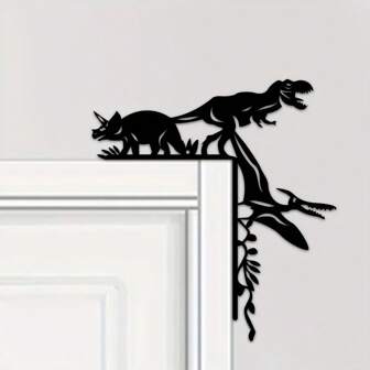 HELLOYOUNG 1 件金属恐龙野猪装饰墙贴门角装饰门框角艺术装饰金属壁挂，适用于现代家居装饰、家庭装饰、房间装饰、卧室装饰、浴室装饰，防水