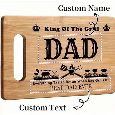 1pc Engraved Bamboo Cutting Board With Handle - Premium Kitchen Chopping Board For Cheese Serving, Decorative Housewarming Gift, Christmas Present With Unique Ring Design And Smooth Surface For Easy Food Preparation Non-Stick Oblong Chopping Board With Funny Engraved Design For Independence Day And Christmas, Ideal Manual Kitchen Decor And Housewarming Gift For Friends And Family