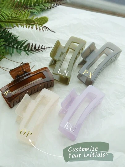 1pc Personalized Initial Letter Hair Clip Customized 1 To 2 Letters Pure Custom Hair Claws Chic Design With A Claw Structure Solid Claw Clip Hinge Closure Gifts For Wedding Friends, Back To School, School Gift, For Office, For School, For Classroom, For Teacher Gifts, For University, For Colleague, For Dorm Rooms, For Teacher, For Boys And Girls, For Teenagers, For Office, For School, For Classroom, For Teacher Gifts, For University, For Colleague, For Dorm Rooms
