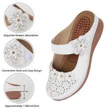 Ecetana Women's Fashion Perforated Mules: Breathable Platform Sandals With Floral Decor & Adjustable Ankle Strap | Sporty Slide Sandals For Beach, Vacation & Casual Outings | Orthopedic-Enhanced Comfort With Non-Slip Sole Technology.Women's Slide Sandals With Heel Cushion Dress Shoes Casual Summer. - trắng - Xem 4