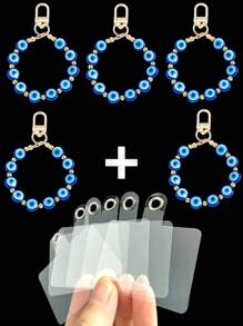 一件复古邪眼18K金饰品，树脂三层水滴釉面手机珠包挂件/钥匙扣，适合日常装饰，可作为礼物送给家人、朋友、老师、学生、同学，也可作为圣诞礼物、汽车饰品、包包挂饰、校园风可爱哥特风Y2K礼物创意包包挂绳（带证件夹），汽车饰品、包包挂饰、车内姐妹 - 彩色 - 查看 13