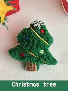 1pc Christmas Cartoon Plush Brooch, Santa Claus, Reindeer, Snowman, Christmas Tree Decorative Accessories - Multicolor - View 12