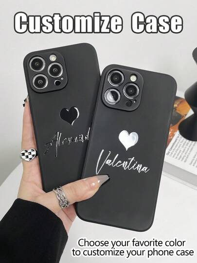 1 Piece Customized Name Phone Case, Personalized Name Design Case, Customized Name Case, Personalized Phone Case With Picture, Custom Image Phone Case, Anniversary Gift, Valentine's Day Gift, Birthday Gift, Wedding Gift, Mother's Day Gift, Father's Day Gift, Best Friend Gift, Gift For Mom/Dad, Gift For Boyfriend, Gift For Boyfriend, Compatible With 11/12/13/14/15promax, Galaxy A15/A25/ A35/A55/S23/24ultra Series,Customized Phone Cases,Street Casual Chic