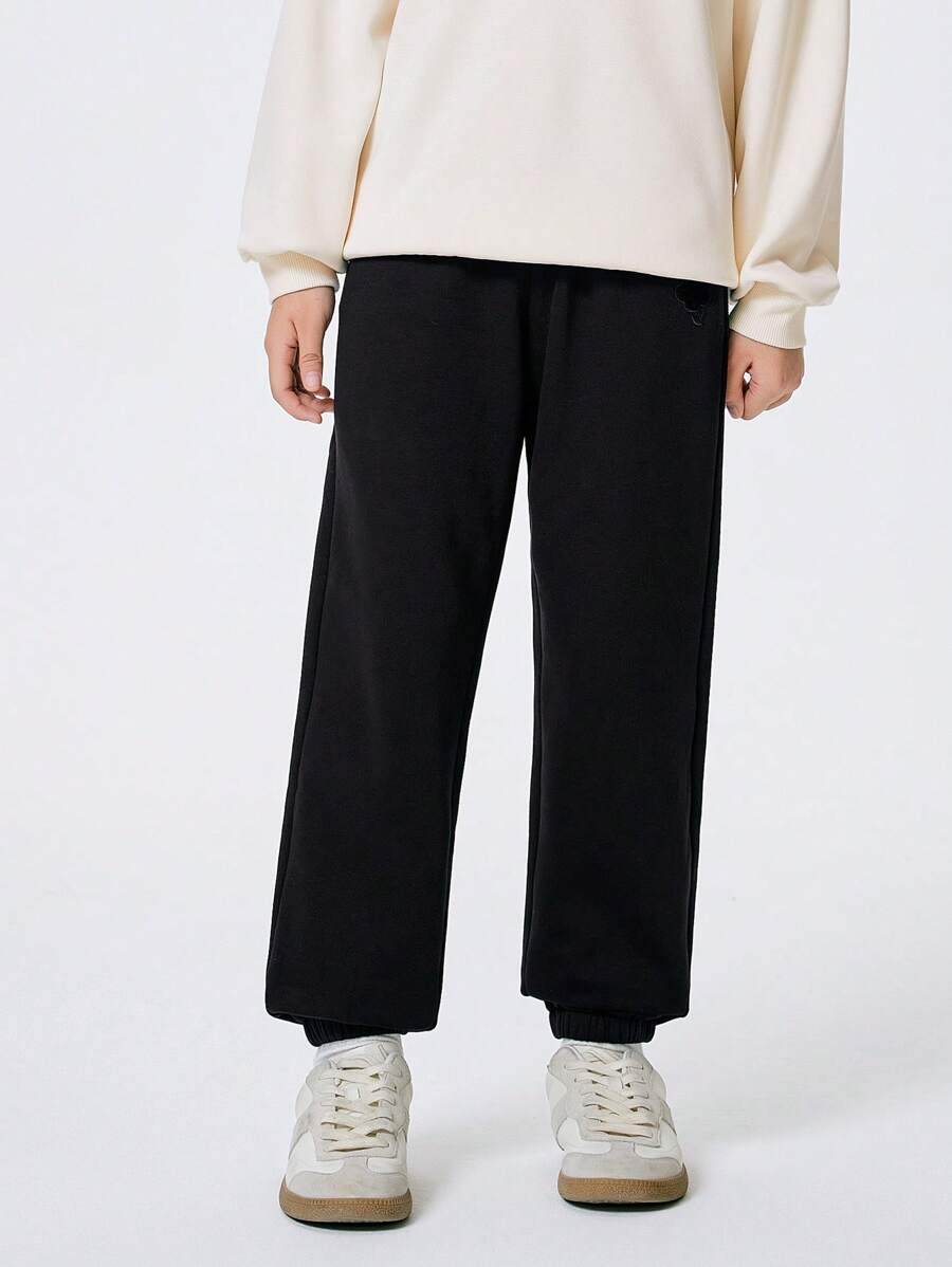 Balabala Tween Girls Thermal Lined Floral Joggers Comfortable And Stylish For Winter 2024 - Black - View 1