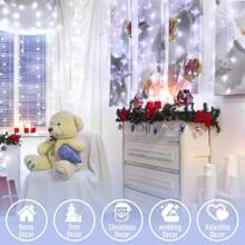 JMEXSUSS 66ft 200 LED White Christmas Lights Indoor Bedroom, Connectable White String Lights Outdoor Clear Wire, 8 Modes Twinkle String Lights Plug In For Room Tree Wedding Christmas Decoration - 白色 - 查看 6