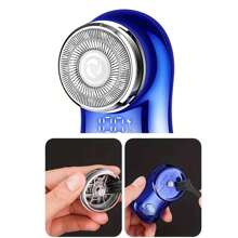 1 件 USB 可充电无绳迷你电动剃须刀，便携式双环刀片静音剃须机，适合男士 - 彩色 - 查看 12