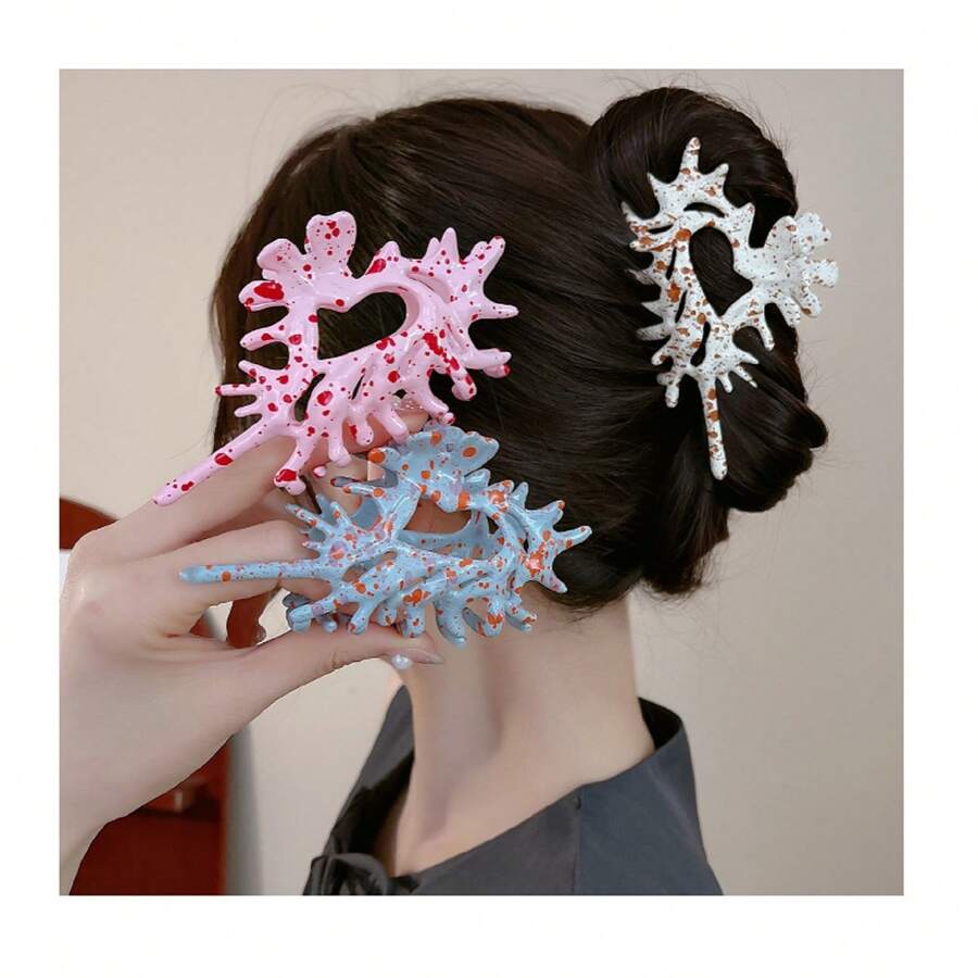 1 件贝壳蟹发爪，独特设计优雅发夹，适合发髻发型 - 彩色 - 查看 1