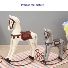 1pc Hand-Carved Wooden Rocking Horse, Vintage Rustic Farmhouse Decor - Wood Color - View 6