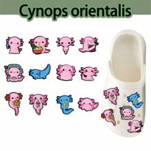 12-Piece Axolotl Shoe Charms Set, Cute Animal Design, Waterproof PVC Material For Shoe Decoration Accessories