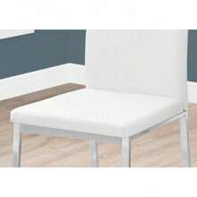 Dining Chair, Set Of 2, Side, Upholstered, Kitchen, Dining Room, White Leather Look, Chrome Metal, Contemporary, Modern,Yifei Store