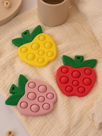 1pc Silicone Infant & Baby Teether Toy For Infants 0+ Months, Cute Apple Massaging Teether, Soft Baby Teething Toy, For Teething Relief Anxiety, Baby Chew Toys, Can Be Pressed