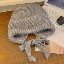 1 pieza Gorro de lana con protección de orejas versátil y cálido, gorro de mujer tejido y lindo para el otoño e invierno