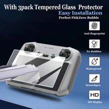 ORBMART Tempered Glass Film For Mini 3 Pro 4 Pro Screen Protector RC Remote Control 9H HD Screen Protective Film Accessories (3 Packs)