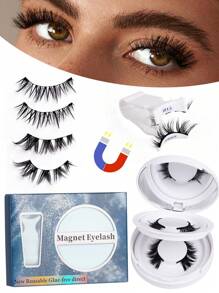 Bộ 2 cặp lông mi giả từ tính Fox kèm nhíp và gương, lông mi dày kiểu Criss-Cross có thể tái sử dụng, Fox Vibe & Half-Eye Looks, bao bì hộp tròn, thích hợp để mang theo (Chỉ phù hợp với lông mi dày, không phù hợp với lông mi mỏng ngắn! Có video hướng dẫn) - lông mi mềm mại - Xem 10
