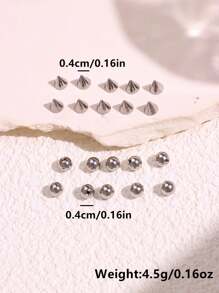 1set 20pcs 3mm Stainless Steel Geometric Ball Fake Piercing Stud Set Fake Nose Ring Stud Sticker Pack Fake Eyebrow Lip Piercing Non Piercied Body Jewelry