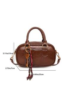 时尚女士小众手提包，新款时尚单肩托特包邮差斜挎小方包 - 咖啡棕 - 查看 12