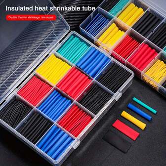 560PCS Heat Shrink Tubing 2:1, Eventronic Electrical Wire Cable Wrap Assortment Electric Insulation Heat Shrink Tube Kit With Box(5 Colors/12 Sizes), Black, Red, Blue, Yellow, Green