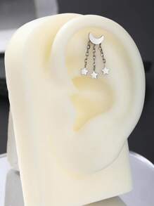 1 pièce Boucle d'oreille pendante de cartilage en titane G23 unicolore avec la forme de la lune, étude, 16G, avec filetage interne, épée, helix, oreille tragus, bijoux de piercing corporel