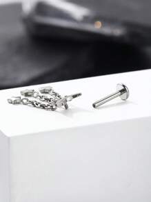 1 pièce Boucle d'oreille pendante de cartilage en titane G23 unicolore avec la forme de la lune, étude, 16G, avec filetage interne, épée, helix, oreille tragus, bijoux de piercing corporel