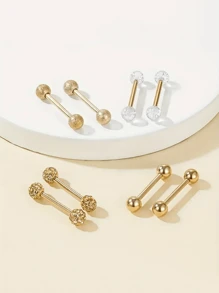 8 件简约圆球形舌头/乳头环，不锈钢穿孔首饰